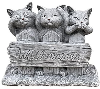 Stone and Style Steinfigur 3 Katzen Willkommen frostfest Gartenfigur ca. 8,1 kg