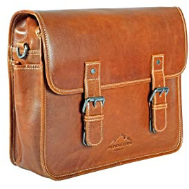 Alpenleder Kameratasche - Reporter (Handgefertigt) - Nachhaltiges Bio-Leder aus regionaler Landwirtschaft | Kameratasche Spiegelreflex für Damen & Herren Leder *Fair Produziert* (35x25x10cm, Cognac)