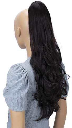 CAISHA 60cm Haarteil Ponytail Zopf Pferdeschwanz Haarverlängerung Voluminös Leicht Gewellt Schokobraun H516