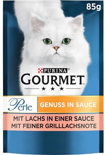 Gourmet Perle Genuss in Sauce Katzenfutter nass, mit Lachs, 26er Pack (26 x 85g)
