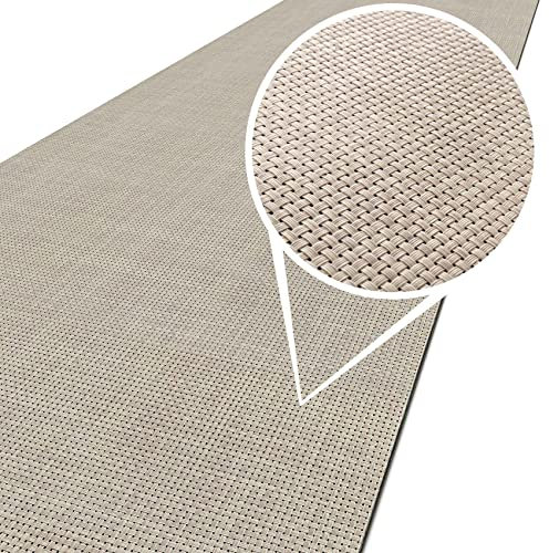 Läufer In-/Outdoor Teppich wasserfest Balkon Teppich auch für Balkon und Terasse Flur Bodenmatte wetterfest Sand Creme Abwaschbar 100 x 50cm