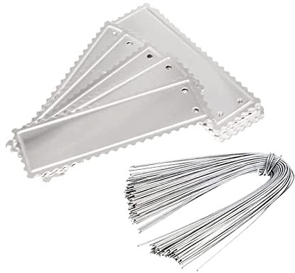 Aluminium Etiketten, 100 Stück, Metall Pflanzenschilder, doppelseitig, zum Beschriften von Bäumen, Pflanzen, Gewächshäusern (Silber mit gebogenem Rand)
