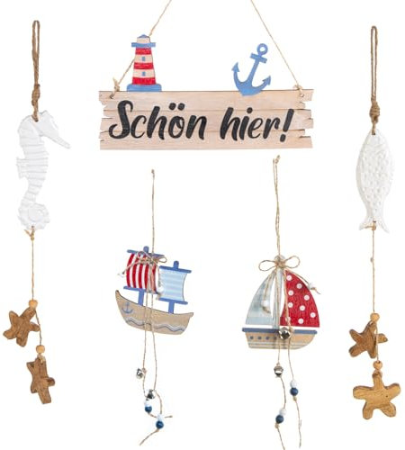 Logbuch-Verlag 5 Segelboot Leuchtturm Schiffe Anhänger Holz Deko mediterran Kinderzimmer 24-50 cm