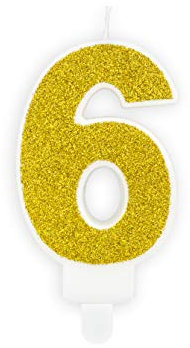 Kerze 6 Geburtstagskerze 6 Zahlenkerze 6 Glitzer Gold Kerze Zahl 6 Deko 6. Geburtstag Mädchen Junge Kuchendeko