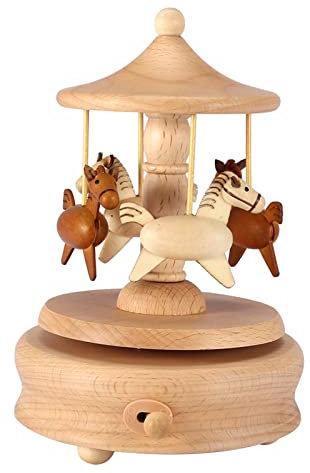 ZPSHYD Karussell-Spieluhr, Holz-Vintage-Spieluhr, schöne Wendung, Pferdeform, Holzhandwerk, Heimdekoration, Tischdekoration, Bastelsammlung