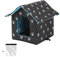 Katzenhaus Outdoor, Katzenhöhle für Draußen, Katzenhaus Für Draußen Winterfest Wasserdicht, Welpenhütte im Freien, Mit abnehmbarem Transparentem Vorhang (M, Black)