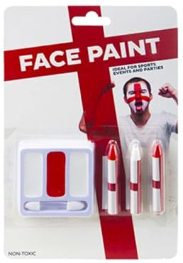 England Face Paint with White and Red Color for Face Body, England Flag Make up Accessories for Adults Football World Cup Events Celebrations Party