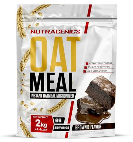 Farina di avena aromatizzata - 2 kg - Nutragenics Instant Oatmeal - (Sapore di brownie)