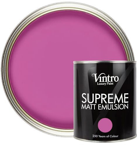 Vintro | Luxury Matt Emulsion | Smooth Chalky Finish | Multi Surface Paint | for Walls, Ceilings, Wood and Metal | 1L (Pinky/Purple - Orchid)