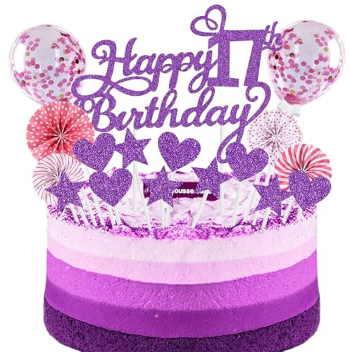 Tortendeko 17 Geburtstag Purpur Rosa Mädchen Junge 17 Jahre Geburtstag Kuchen Deko Happy Birthday 17 Glitter Cake Topper 17.kuchendeko Geburtstag Happy 17th Birthday Tortendeko 17 Geburtstag Mädchen