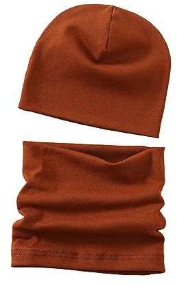 MAKFORT Bonnet pour enfants, avec écharpe cache-cou, en coton, adapté pour bébé, hiver, garçon et fille, Couleur : caramel, Small