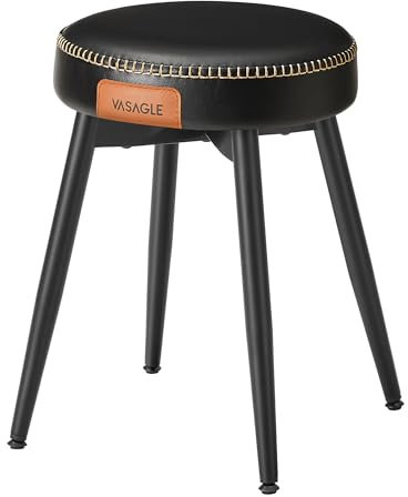 VASAGLE EKHO Kollektion - Esszimmerstuhl, Küchenstuhl, Kunstleder, Mid-Century-Modern-Stil, 48,2 cm hoch, einfacher Aufbau, Schlafzimmer, tintenschwarz LDC170B01