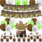 POMNUG Känguru Geburtstag Party Dekorationen Känguru Party Zubehör Inklusive Känguru Geburtstag Banner Kuchen Topper Cupcake Toppers Ballons für Tiere Party Baby Dusche Dekorationen, POMNUG-AB01