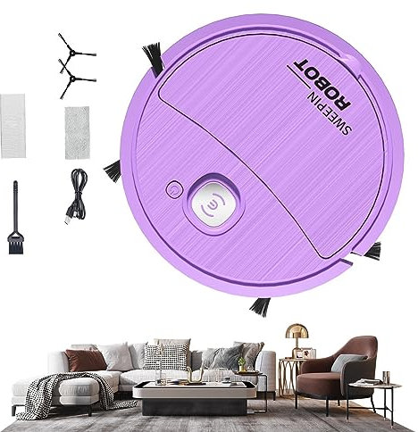 Bexdug Robot Aspirador y trapeador,Robot Aspirador Inteligente Recargable para Fregar y Barrer - Suministros de Limpieza para el hogar para balcón, Cocina, Pasillo, Sala de Estar, Dormitorio, Comedor
