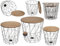 mucHome 3er Set Beistelltisch rund Metallkorb mit Holzplatte 3er Set ca. 41 x 39 cm, 36 x 34 cm, 30 x 29 cm ineinander stapelbar