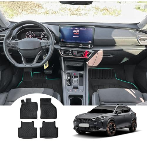 GAFAT Kompatibel mit Cupra Formentor Fussmatten 2021-2024 2025, Formentor Bj. 2021- Fußmatten, Formentor 2023 TPE Allwetter Original 3D Scannen Hoher Rand, Leicht zu reinigen, Formentor Zubehör