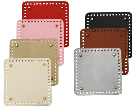Kellegour 7 Stück Taschenboden,Tasche Taschenboden,7 Farbe Quadrat PU Leder Stricken Taschenboden,Taschenboden zum Häkeln Leder,15 x 15cm,für Taschenherstellung,Tasche Umhängetaschen DIY-Zubehör