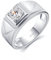 Lieson Verlobung Ring Männer, Weißgold Ring Herren 585 14K Matt Kreuz 4 Zinken Rund Moissanit mit 0.5ct Hochzeit Ring Weißgold Gr. 53 (16.9)