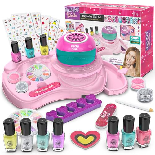 Elover Nagelstudio Kinder Geschenk Mädchen 6-12 jahre Nagellack Set Spielzeug Mädchen Schminkkoffer Mädchen Geburtstag Weihnachts Geschenke für Kinder 6 7 8 9 10 11 12 Jahre