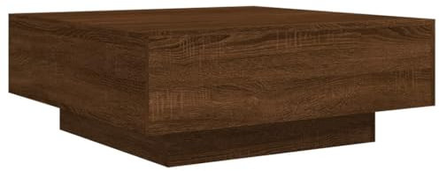 vidaXL Table Basse avec Lumières LED, Table d'Appoint, Bout de Canapé, Meuble de Salon Salle de Séjour, Moderne, Chêne Marron Bois d'Ingénierie