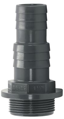 HAF® 1x PVC Druckschlauchtülle mit 32/38mm Schlauchtülle x 1 1/2 Außengewinde - Schlauchtülle aus grauem PVC-U für Poolverrohrungen und vieles mehr...Qualität: Made in Europe. Menge: 1 Stück