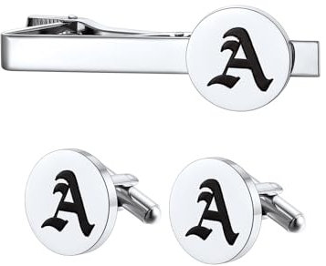 Custom4U Herren Krawattenklammer Set Personalisierte Manschettenknöpfe & Krawattenklammern Set mit Textgravur Edelstahl Krawattennadel Cufflinks Set Silber für Anzug Hemd