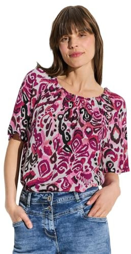 CECIL Damen B344761 Print Carmen Bluse, Bloomy pink, X-Large