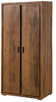 MASSIVMOEBEL24.DE | Garderobenschrank Akazie 88x45x180 Natur lackiert BARK #118, Farbe:Natur lackiert, Größe:88x45x180 cm (BxTxH)
