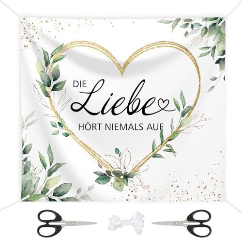 BETESSIN Hochzeitsherz zum Ausschneiden - 200x180cm Hochzeitslaken mit 2 Scheren - Hochwertiges Bettlaken Hochzeit - Standesamt Überraschung - Hochzeitsspiel für Das Brautpaar - Geschenk zur Hochzeit