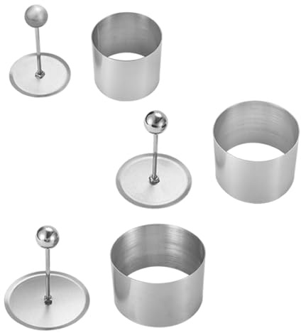 POFET Silber 3-TLG. Speiseringe Set in unterschiedlichen Größen für Gebäck, Dessert Kekse, Runde Formen für kalte Gerichte, Kochringe Set, Mousse Ring Set aus Edelstahl, Dessert Ringe