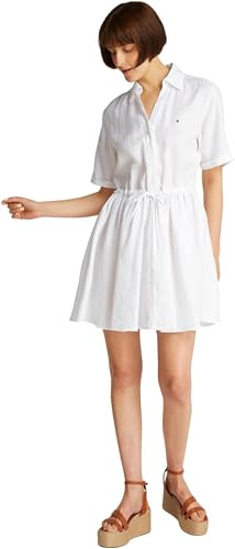 Tommy Hilfiger Damen Kleid Linen Short mit Taillengürtel