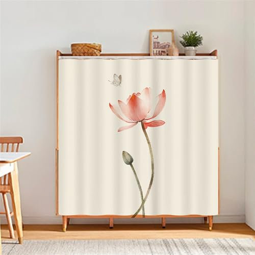 BESTORI Schrankvorhänge für Kleiderschrank Küche Privatsphäre Gardine Staubdichter Vorhang mit Klettband für Regale, hängende Tür, Stil 2, 70cm x 140cm