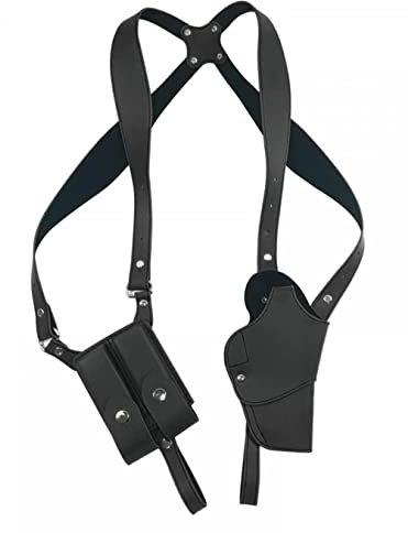 Shoulder Holster,Portable Pistol Holster, Vertical Tactical Underarm Holster Adjustable Leather Hidden Underarm Shoulder Bag with Double Magazine Pouch for 1911,G45 43 B