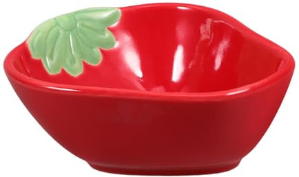 WATIIFUFU Gericht Udon-Schüssel Nudelschüssel Schale in Fruchtform Saucenteller Erdbeerschale essig salz Tomatensauce Schüsseln für Dip-Sauce Tauchplatte aus Keramik rot Wiederverwendbar