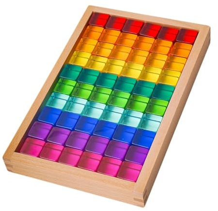 Ronyme Regenbogen-Baustein-Set, Baustein-Set für Kinder, Montessori-Spielzeug, glatt, Regenbogen-Acryl-Würfel für Kleinkinder, Weihnachten