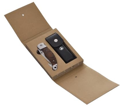 LAGUIOLE HERITAGE - Coffret Couteau de Chasse avec Etui en Cuir Noir - Manche en Bois de Pakka - Lame 10,5 cm