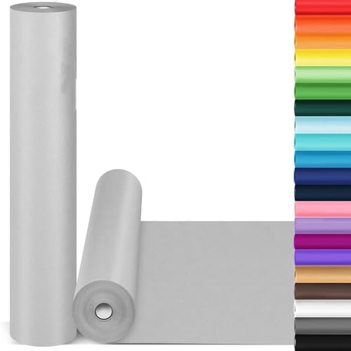 Geschenkpapier, Bastelpapierrolle, 44,5 x 1,285,2 cm, Kraft-Verpackungspapier für Umzugsbedarf, Poster-Pinnwand, Papierrolle, Hochzeit, Valentinstag, Geschenkverpackung, hellgrau, Kunst, Handwerk