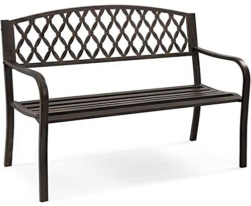 Gartenbank, Gartenbank Nordische Retro-Gartenbank aus Metall für den Außenbereich, dekorative Bank aus Hohlgeflecht, geeignet für Außenbänke auf Innenhöfen, Balkonen und Terrassen