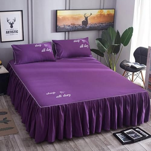 Homxi Copriletto una Piazza E Mezzo con Volant(120 x 200 cm),Lenzuolo Matrimoniale Completo Tinta Unita Lenzuola Copriletto Matrimoniale Viola Scuro
