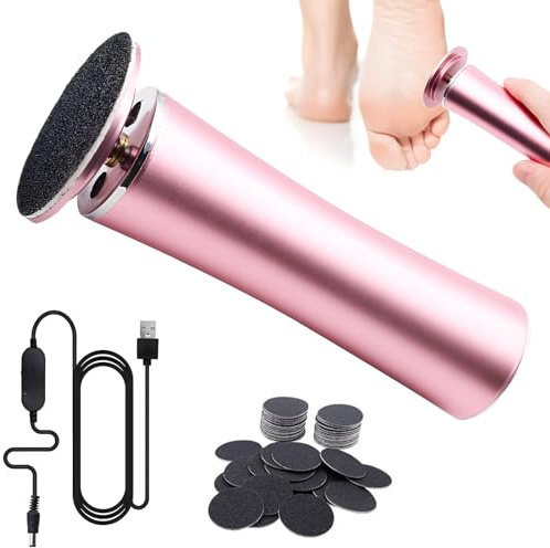 Hoquare Electric Foot File Hard Skin Remover, Callus Remover Foot Sander Pedicure Tools with 60 Sandpaper Discs, Adjustable Speed, Dry Feet Skin Remover for Dead Skin Cracked Heels Calluses(Pink)