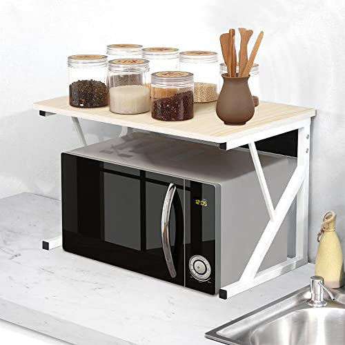 OHMG Support de Four à Micro-Ondes Étagère de Cuisine pour Four à Micro-Ondes Étagère Stable en Bois pour Four Micro-Ondes en Acier au Carbone pour Bureau (54 * 35 * 34.5cm(A))
