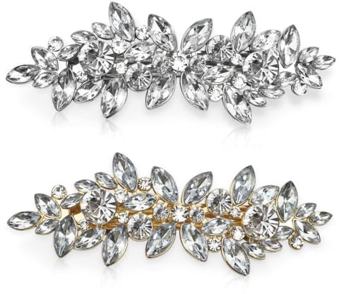 SHSMPXOY 2PCS Pinces à cheveux de mariage avec Pinces à cheveux avec perles Coiffure avec strass Feuilles Accessoires de cheveux de mariage pour femmes et filles Accessoires élégants (Diamants)