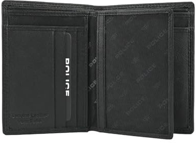 Police Portefeuille homme en cuir véritable, vertical, grand, sans porte-monnaie, boîte cadeau