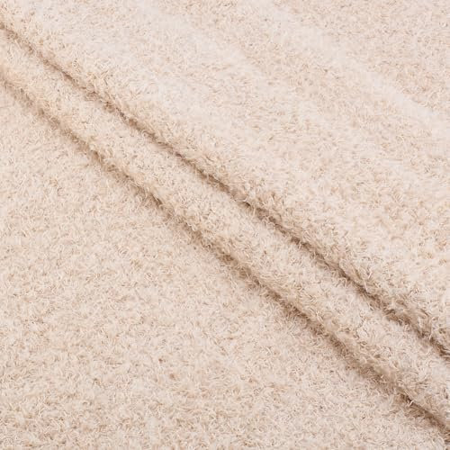 WEBEEDY 1 Yard Teddybären Stoff 155cm Breit Beige Plüschmaterial Weicher Kunstpelzstoff Pro Yard Flauschiger Dekorativer Stoff Für Puppen Teppiche Matten Herstellung Geschenk DIY Nähen Zubehör