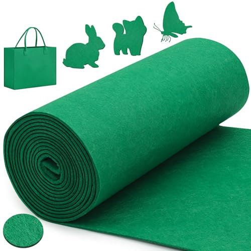 Votoko Rouleau de Feutre, 30 cm x 300 cm x 3 mm Tissu en Feutre, Feutrine au Mètre, Feutrine Rouleau Doublure de Boîte à Bijoux DIY Sacs en Feutre Cousus, Sac de Crayon, Tapis de Table (Vert)