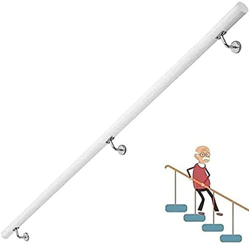 Weiße Holztreppe il Kit rutschfeste Stützstange für Innen- und Außentreppen 5,8 m Länge