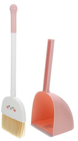 LOEFLIFA 1satz Cartoon Besen Und Schaufel Set Für Kleinkinder Reinigungswerkzeuge Für Mädchen Rosa Tierdesign Lustige Rollenspiel-spielzeuge Für Hausarbeit Und Sauberkeit