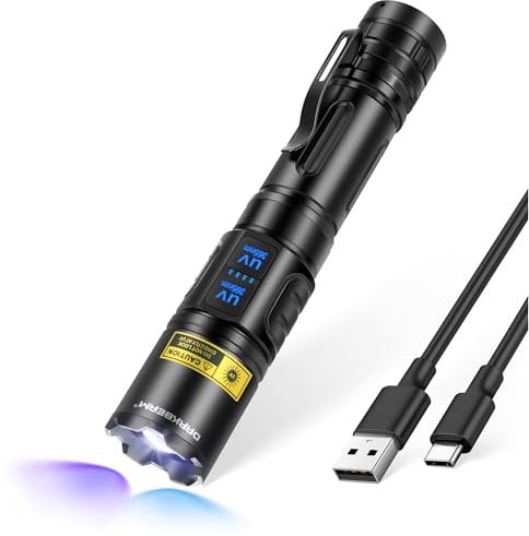 DARKBEAM UV Taschenlampe Schwarzlicht 365nm & 395nm, LED Taschenlampen Ultraviolett USB Aufladbar Superhell Fokus einstellbar, Woodsche Lampe Schwarz Licht für Haustierurin, Uranglas, Aushärtungsharz