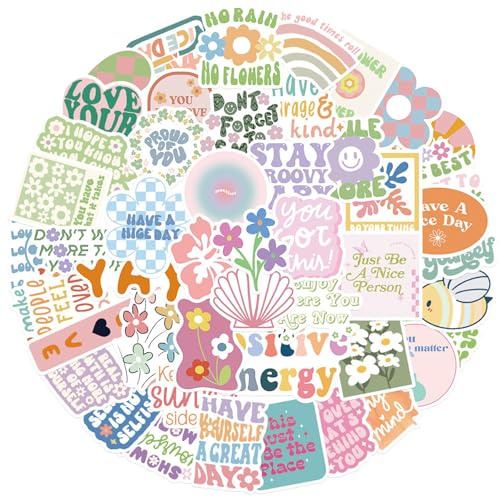 100 Stück Dänische Pastell Aufkleber, Bunte Niedliche Ästhetische Aufkleber Inspirierende Mädchen Stickers für Wasserflasche Skateboard Laptop Scrapbook Auto Bumper,Cute Aesthetic