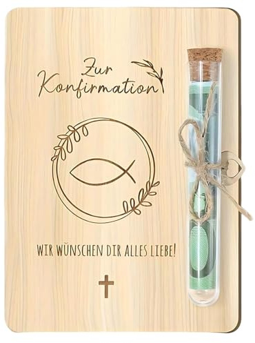 JIRVEX Ensemble de cartes de vœux chrétiennes pour confirmation avec tube en verre pour garçons et filles